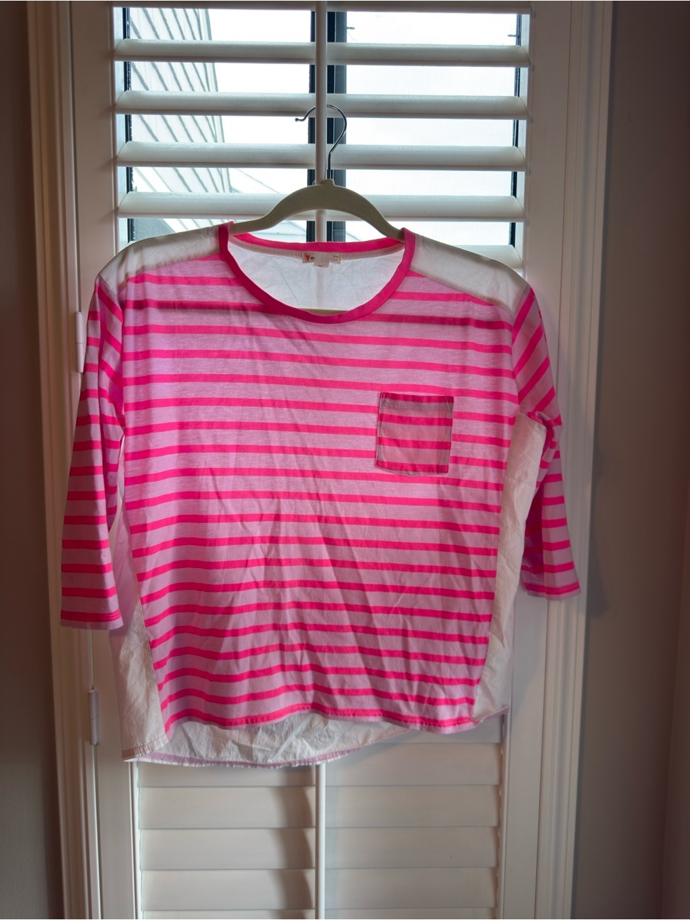 Crewcuts pink and white striped blouse